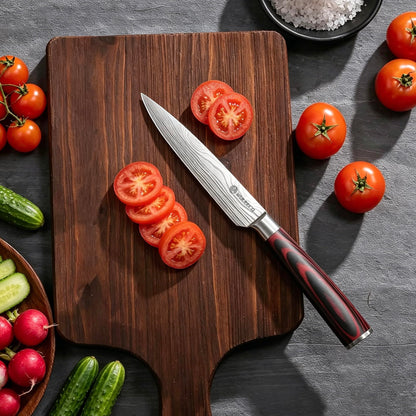 WULEECO Utility Knife, 5 Inch Chef Knife, Ultra Sharp Kitchen Knife with High Carbon Stainless Steel Blade, Multipurpose Kitchen Knife with Ergonomic Pakkawood Handle and Gift Box