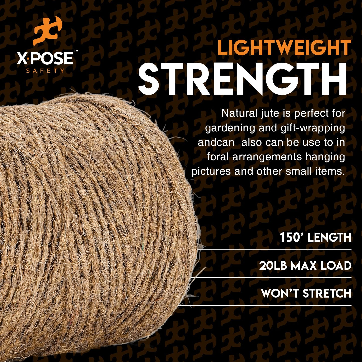 Jute Twine - 3 Ply Brown Roll 150 Feet Natural Jute String for Crafts, Packaging, Wrapping, Decorative Rope Cord for Hanging Ornaments (6 Packs)