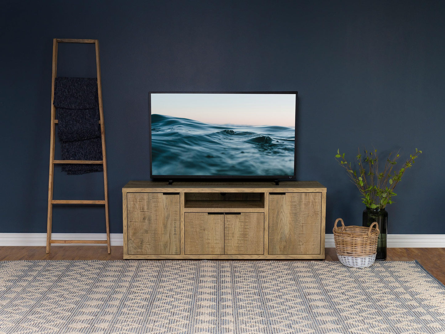 Coaster Home Furnishings - Tabby - Engineered Wood - 60-inch TV Stand with 4 Doors, Center Shelf - Living Room - Mango - 701702