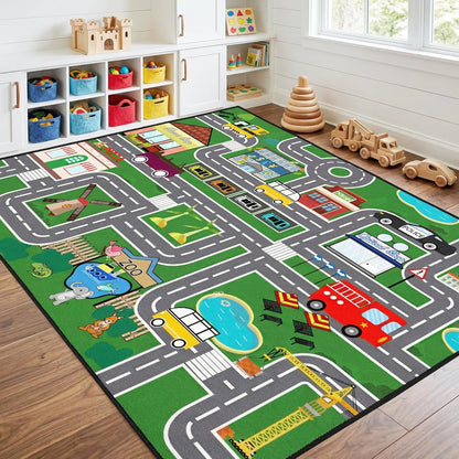 5x7 Kids Carpet City Play Mat - Cars Rugs for Boys Room Road Rug for Kids Car Track Rug for Bedroom Car Mat for Kids
