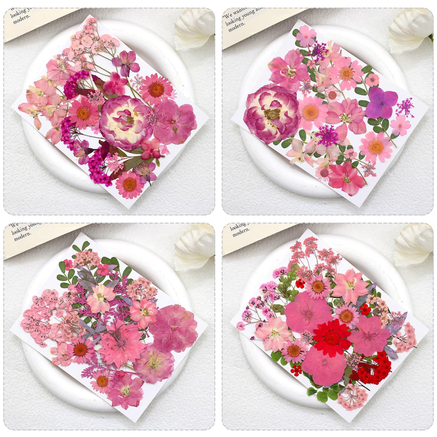 150Pcs Dried Pressed Flowers Leaves kit for Resin Molds,Pink Real Natural Dry Pressed Flowers for Nails Art Phone Cases Scrapbook Supplies Card Soap Candle Jewelry Making