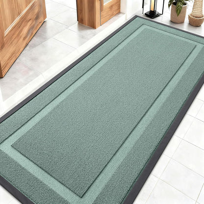 OLANLY Waterproof Front Door Mat - All-Season Indoor/Outdoor Doormat | Sturdy Natural Rubber, 59x23, Grayish Green