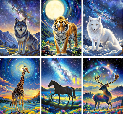 Leixonl Diamond Art Kits for Adults Beginners 6 Pack 5D Diamond Painting Kits for Home Wall Decoration Gifts Round Full Drill 11.8 X 15.7 inch (Animal)