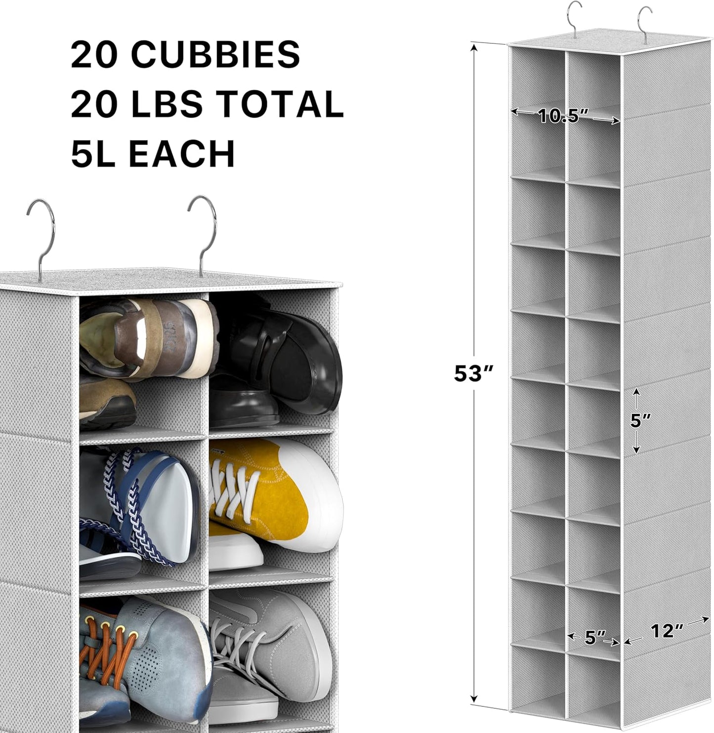 20 Closet, Simple Houseware Section Shelves Hanging Shoes Organizer Holder for Gray