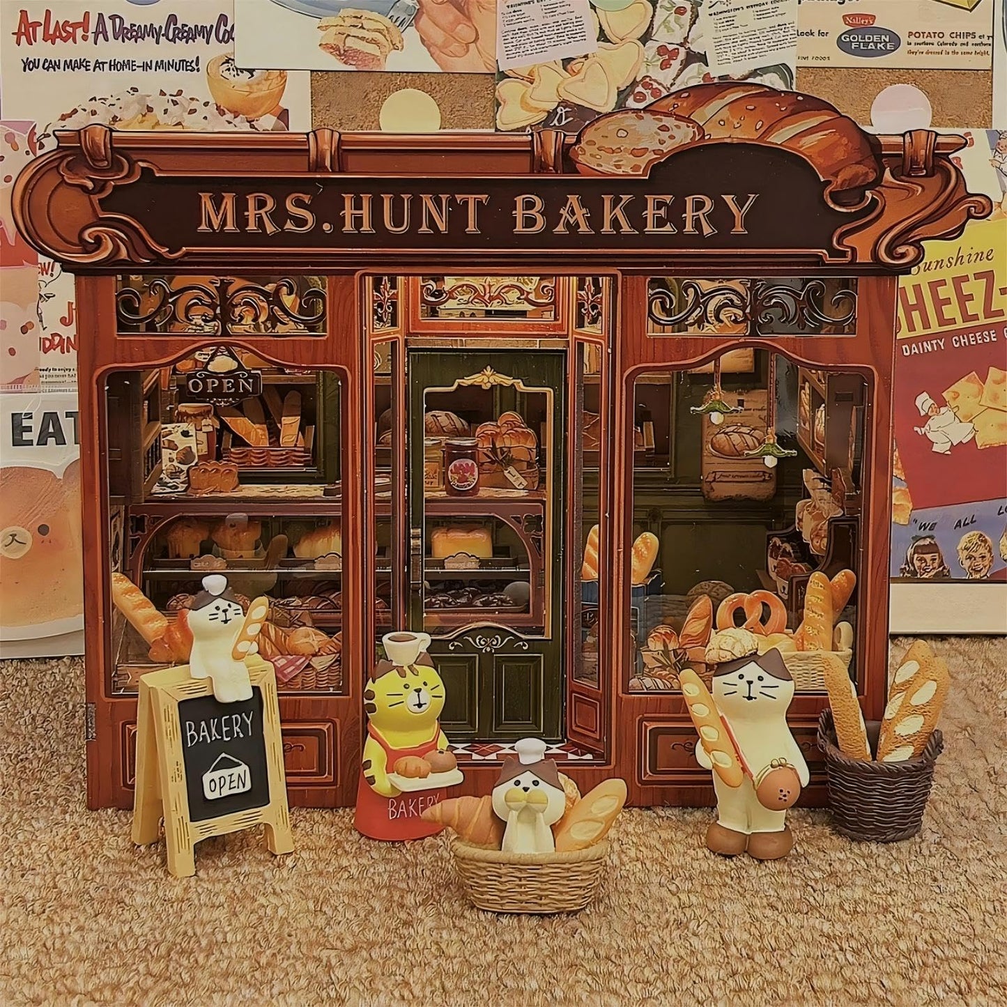 CUTEBEE Book Nook Kit - DIY Miniature House Bakery Dessert Shop Dollhouse Kit for Adults, Booknook Tiny House Bookshelf Decor 3D Wooden Puzzle, Gifts for Family, Friends (Mrs.Hunt Bakery)