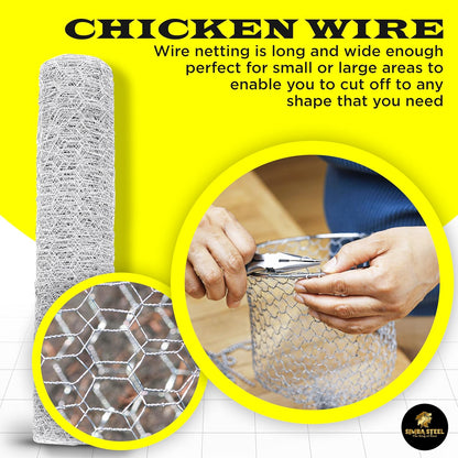 18 100 1 20GA 18 100) Chicken Wire in x FT x Mesh x | Poultry Wire Netting | Hot Dipped Galvanised | Hexagonal