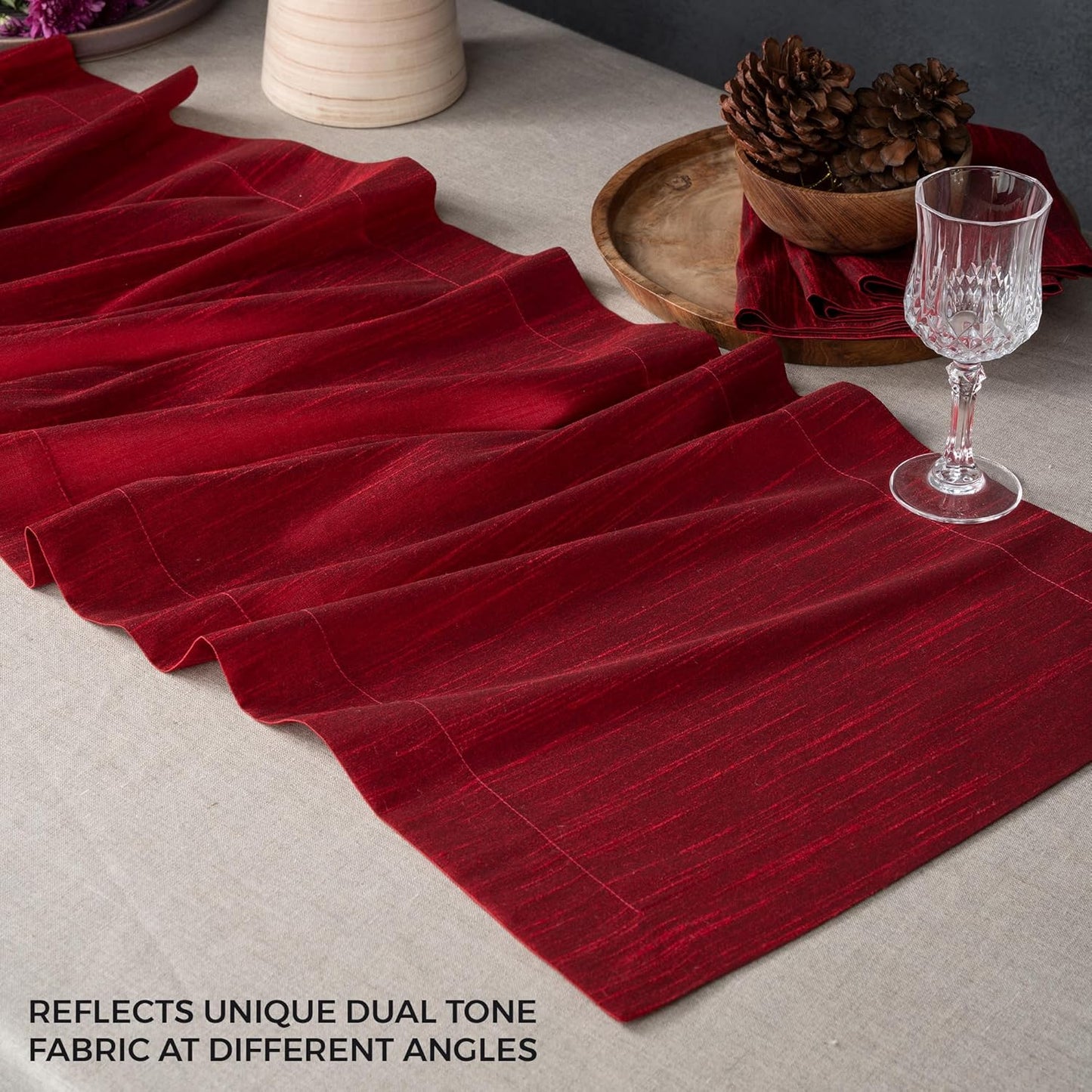 14 48 Inch 48 inch 100% D'Moksha Homes Red Table Runner x - Vegan Silk, Elegant Red Silk Table Runner - Machine