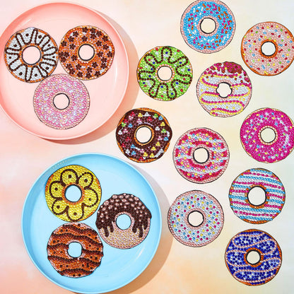Xuhal 16 Pcs Diamond Painting Magnets DIY Diamond Painting Kits for Gem Art Magnet Refrigerator Stickers for Beginners Adults DIY Crafts Home Decors Party Birthday Gifts(Donut)