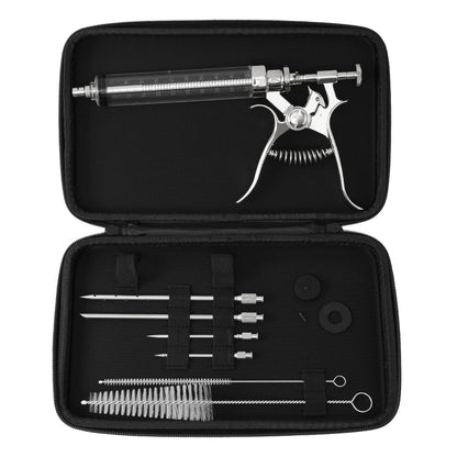 Azolize Meat Injector Gun Kit for Smoking & Grilling - BBQ Meat Turkey Injector with Case, Instruction Book - Professional Brisket Flavor Injector Syringe - Marinade Meat Injector