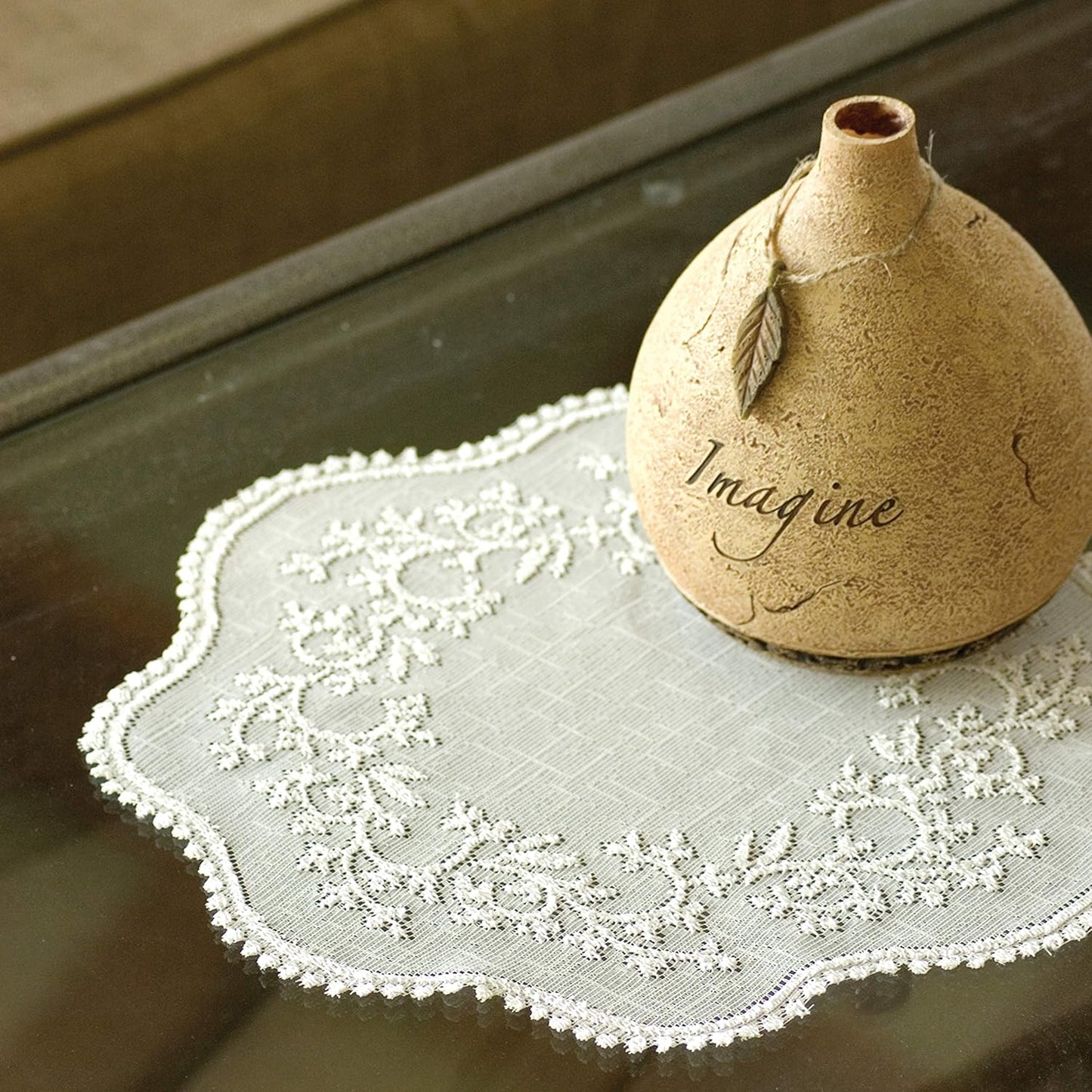 Heritage Lace Sheer Divine 12" White Round Doily (Set of 4)