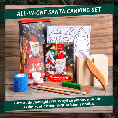 BeaverCraft DIY06 Santa Whittling Kit – Wood Carving Kit for Beginners – Wood Carving Tools Set, Diy Crafts for Adults – Woodworking Kits for Kids&Teens – Hobby Kits for Adults, Woodworking Gifts