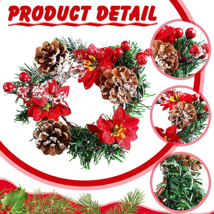 Regine Switzerland 8 Pack Christmas Poinsettia Candle Rings - Festive Table Centerpiece with Tealight Holders & Red Berries