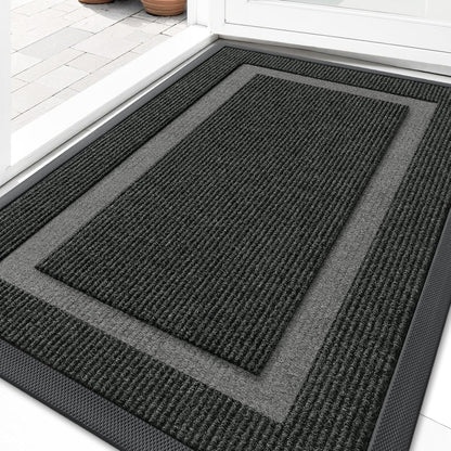 OLANLY Waterproof Front Door Mat - All-Season Indoor/Outdoor Doormat, Sturdy Rubber, Easy Clean, 35x23, Black