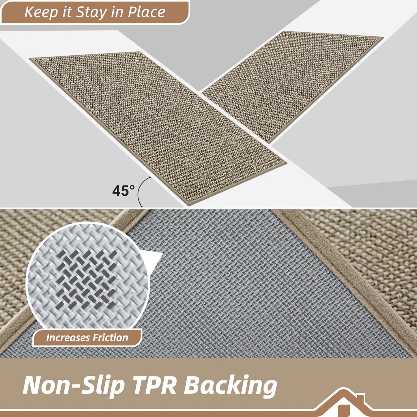 BEQHAUSE Dirt Trapper Door Mat - Non-Slip, Washable, Absorbent | 36" x 60" Light Beige Entrance Mat