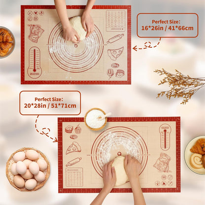 Silicone Baking Pastry Dough Mat - Extra Large 26x16 Inch Nonstick Rolling Sheet for Cookies & Bread