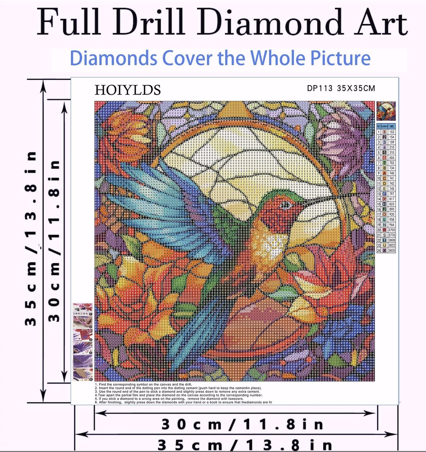 Hummingbird Diamond Painting Kits for Adults - Stained Glass Diamond Art Kits for Adults Beginner, DIY Full Drill Diamond Dots Paintings with Diamonds 5D Gem Art and Crafts Home Wall Decor 14x14inch