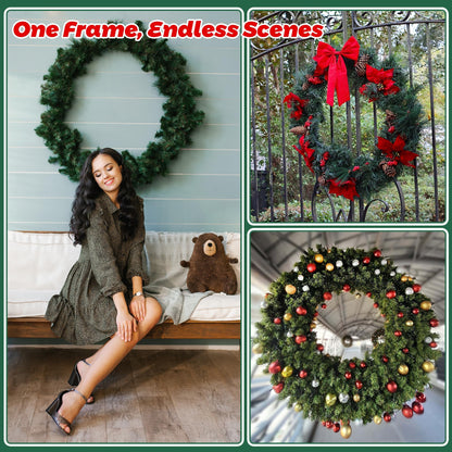 Fovths 12 Pieces Metal Christmas Wire Wreath Frame 30 Inch Green Wreath Ring with Floral Wire Form Front Door Garland Frame for Christmas Wedding Home DIY Crafts Supplies