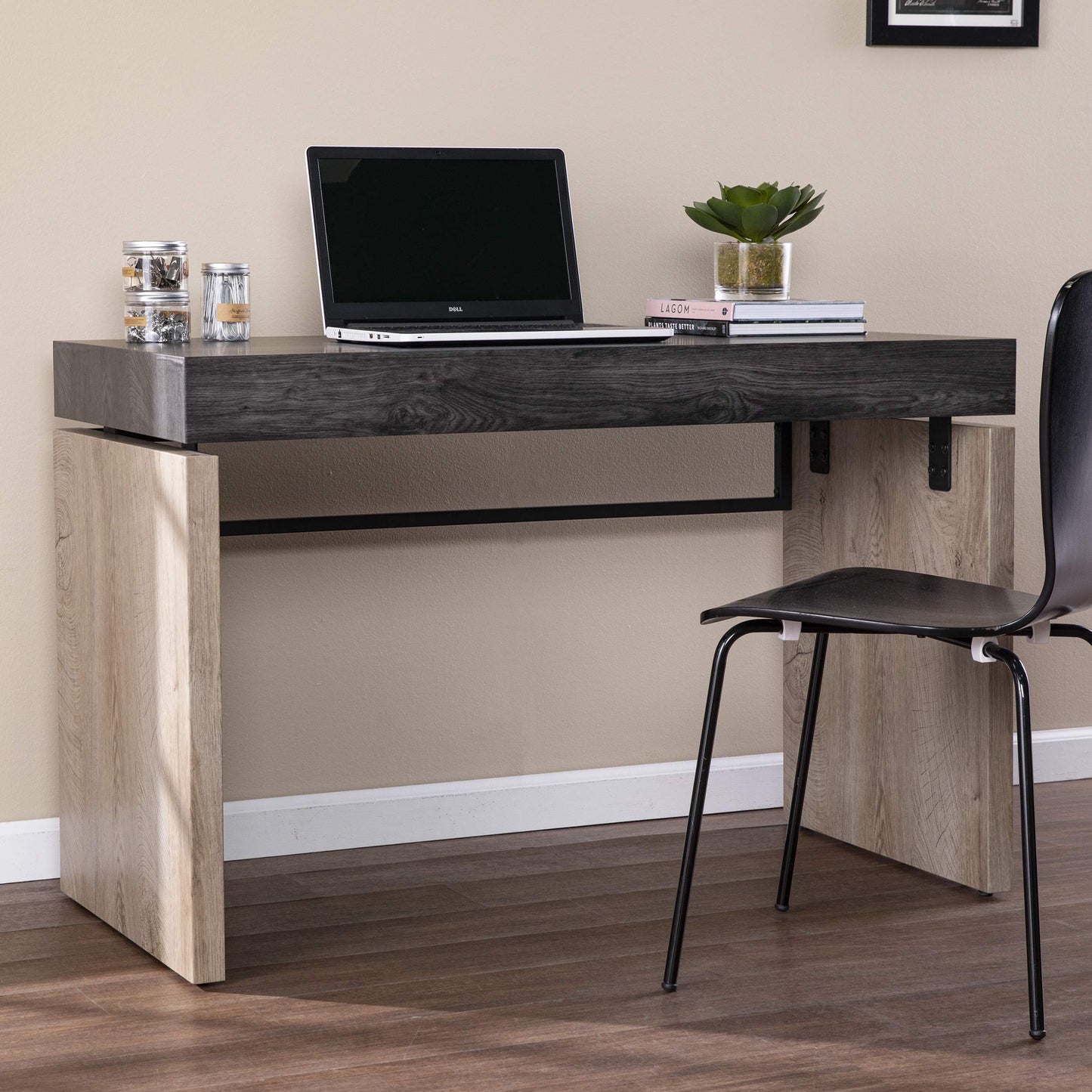SEI Furniture - Hapsford Writing Desk - Transitional Design, Black Iron and Wood - Ideal for Home Office, Bedroom (HO1142637)