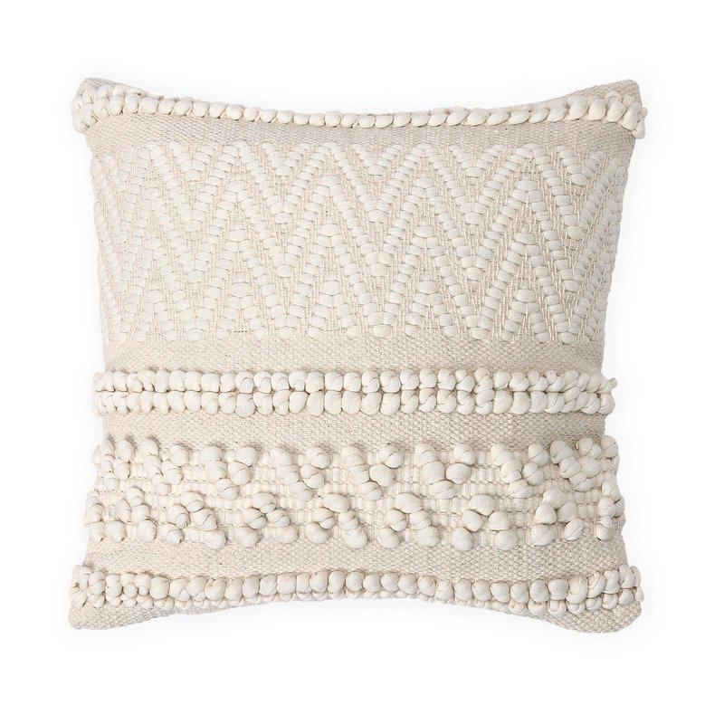 REDEARTH · Tufted Throw Pillow Cushion Covers - Boho Textured Woven Decorative Cases Set for Couch, Sofa, Bed, Farmhouse, Chair, Patio, Car - 100% Cotton (18x18 ; Boho Chic Natural) Pack of 2