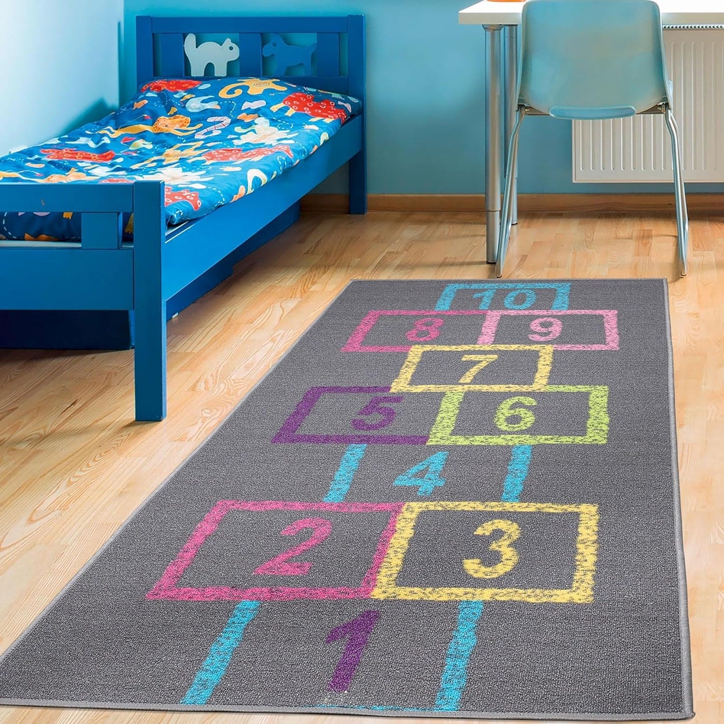 2'2" 6' Ottomanson x Hopscotch Kids Rug - Play Mat for Playroom, Bedroom, Daycare & Classroom - Fun & Interactive Game