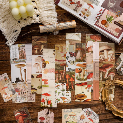 emmoolife Scrapbooking Supplies Kit, Vintage Mushroom Aesthetic Scrapbook Kit for Bullet Junk Journal, Stationery, A6 Grid Notebook, DIY Journaling Supplies, Birthday Craft Gift for Teen Girl Women