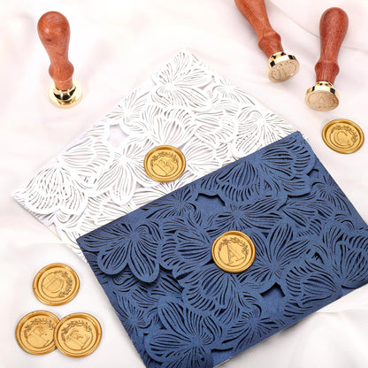 Yoption Letter Wax Seal Kit, Vintage Initial Alphabet S with Wreath Sealing Stamp and 120 Antique Gold Wax Seal Beads