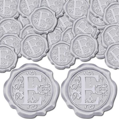 CRASPIRE 50Pcs Silver Letter E Wax Seal Stickers Self-Adhesive for Invitations, Envelopes, Cards & More