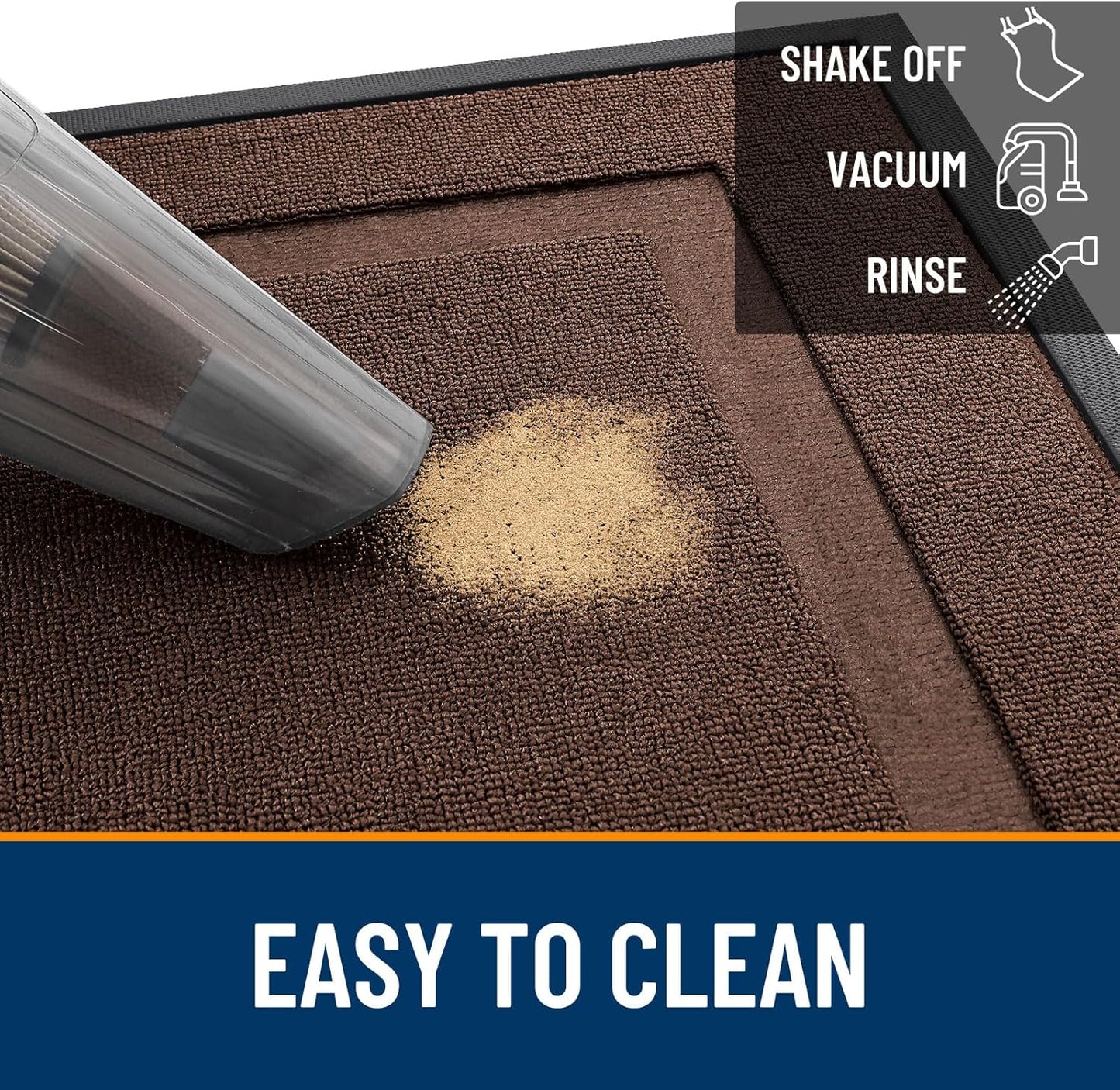 OLANLY Waterproof Front Door Mat - All-Season Indoor/Outdoor Doormat, Easy Clean, 29.5x17, Chocolate Brown