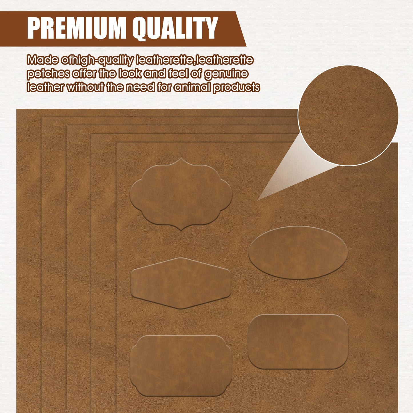 BUVKHMX 5 Pack Blank Laser Engravable Leatherette Sheets/Faux Leather Hat Patches for Laser Engraving with Heat Press Adhesive, Cut to Any Size & Shape for DIY Craft Material (Khaki)
