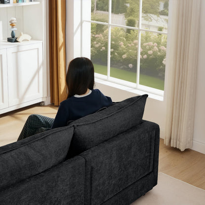 Eafurn Oversized Reversible Modular Sectional Sofa with Movable Ottoman, 4 Seater Convertible L Shaped Corner Couch Modern Chenille Sofa Set w/Double Layers Seat Cushions for Living Room Apartment