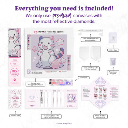 DIAMOND ART CLUB Candi Cat Diamond Painting Kit, Fun DIY Crafts for Adults, Round Diamond Art Canvas, 9" x 9" (22.8 cm x 22.8 cm)