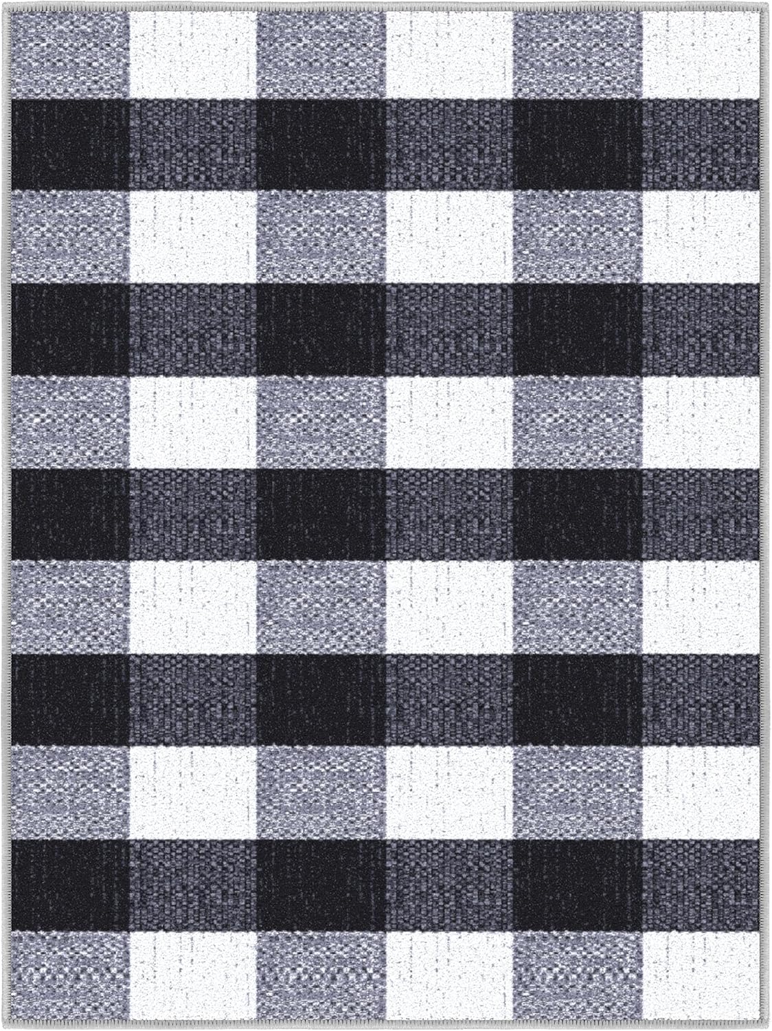 Ottomanson Ottohome Collection Non-Slip Rubberback Checkered Buffalo Plaid Design Indoor Area Rug, 2'3" x 3',
