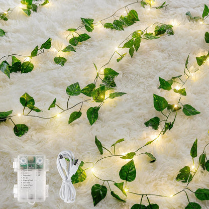 Woohaha Ivy String Lights - 23ft 73LED Battery Operated Fairy Lights for Bedroom, Garden & Party Decor | Warm White