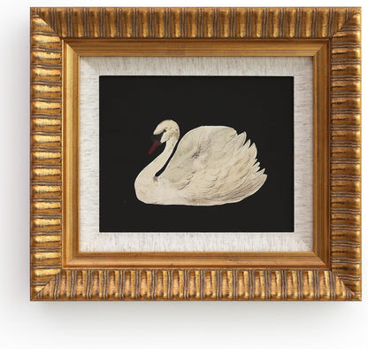 SoochART Gold Wood Framed Canvas Wall Art - Vintage Black Swan Painting Print | 8"x10" for Living Room, Bathroom, Kitchen, Bedroom
