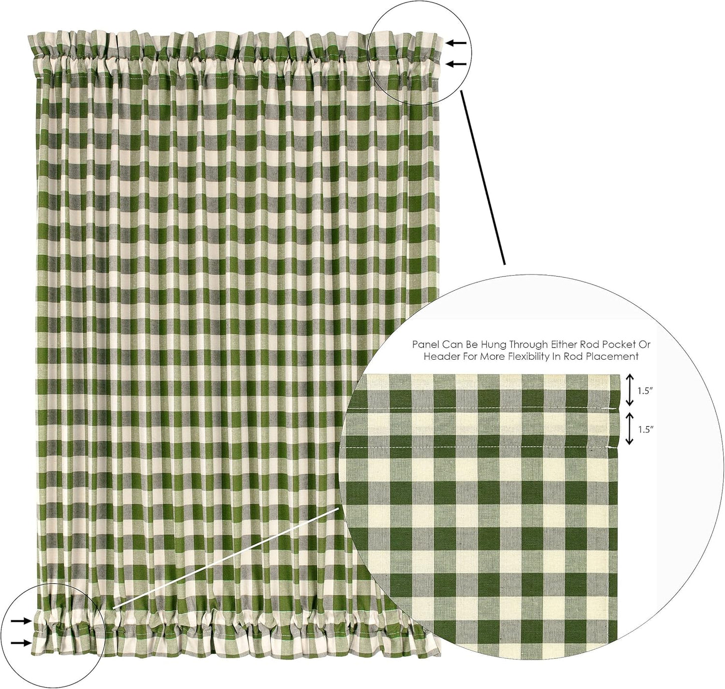 Buffalo Check French Door Panel, 54x40, Sage