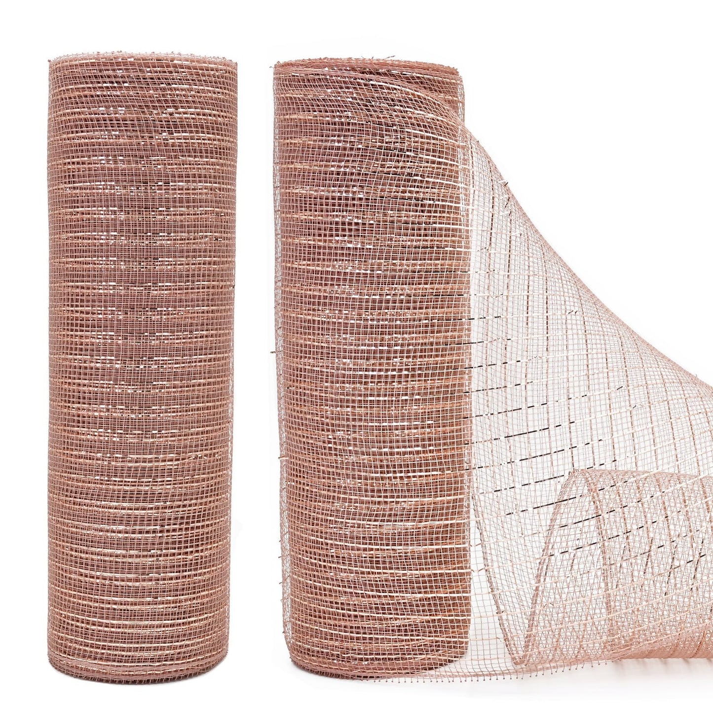 LEEQE 10 Inch Rose Gold Deco Mesh Ribbon Metallic Foil Mesh Ribbon for Wreaths,Crafts,Home Decoration,Halloween,Christmas Tree,20 Yards