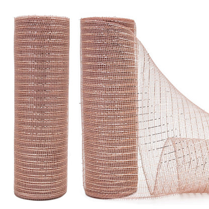 LEEQE 10 Inch Rose Gold Deco Mesh Ribbon Metallic Foil Mesh Ribbon for Wreaths,Crafts,Home Decoration,Halloween,Christmas Tree,20 Yards