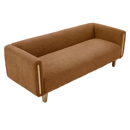 Christopher Knight Home Alissa 78.7" Modern 3 Seater Sofa, Textured Upholstered Lounge Sofa Couch with Rolled Arms and Rubberwood Legs, Couches for Living Room and Office, Lounge Seating, Orange