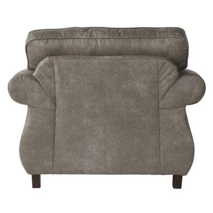 Roundhill Furniture Leinster Faux Leather Upholstered Nailhead Chair and Ottoman, Gray