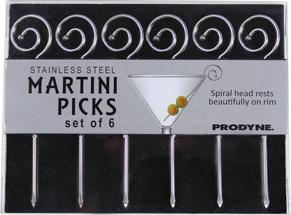 Prodyne Stainless Steel Martini Picks, Set of 6, Silver