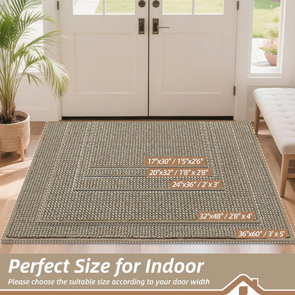BEQHAUSE Dirt Trapper Door Mat - Non-Slip, Washable, Absorbent | 36" x 60" Light Beige Entrance Mat