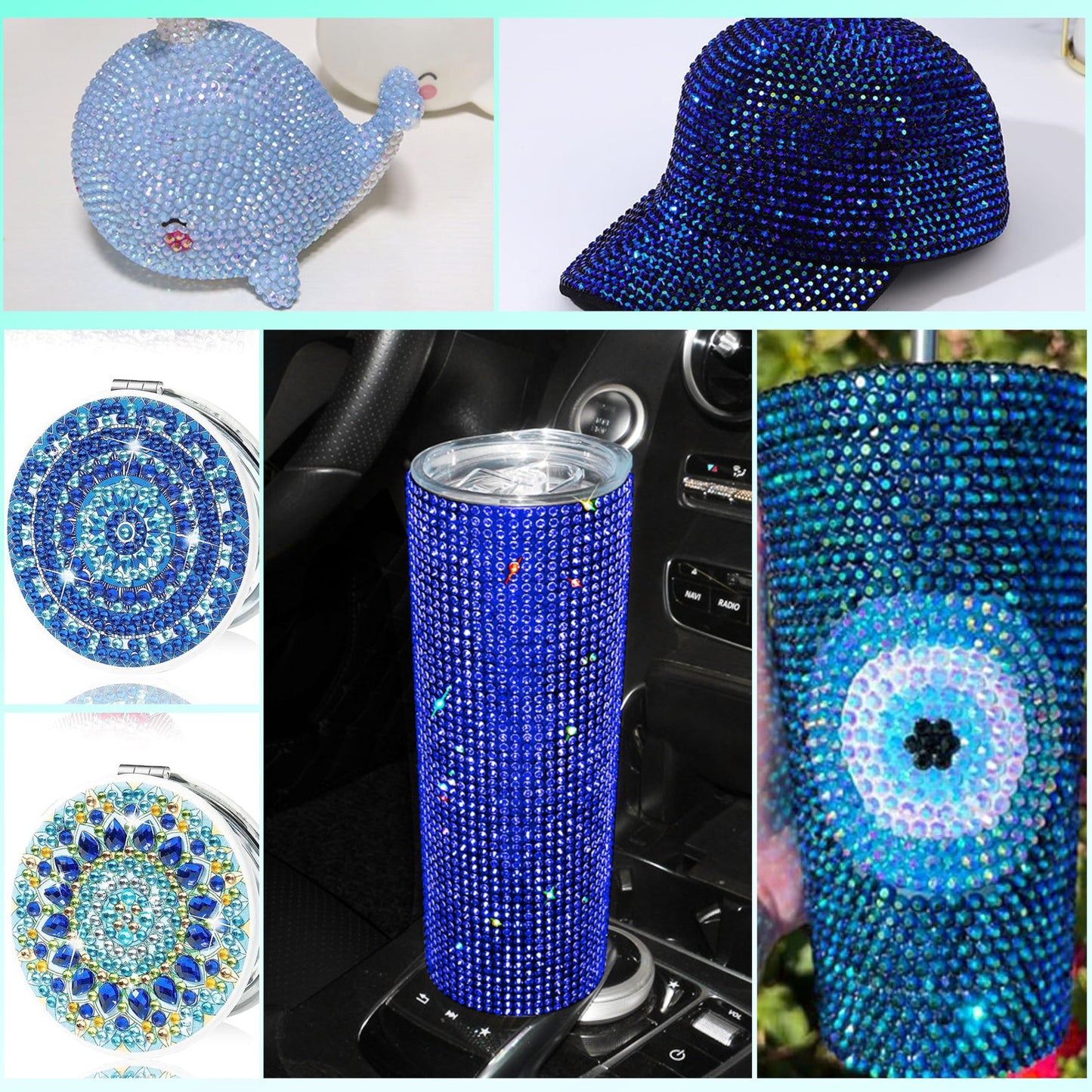 22000 Pcs Blue Flatback Pearls and Rhinestones Bedazzling Kit, Resin Rhinestones Gems for Crafting, Mixed Size Half Pearls Gems for Nails Face Eyes Makeup Bottles Shoes DIY Crafts