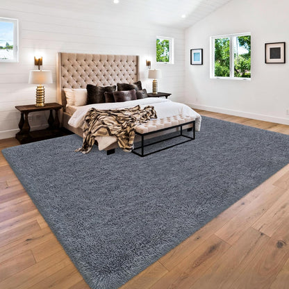 8x10 Grey Area Rugs for Living Room: Ultra Soft Fluffy Gray Rugs for Bedroom,Shag Non-Slip Large Fuzzy Plush Rug Indoor