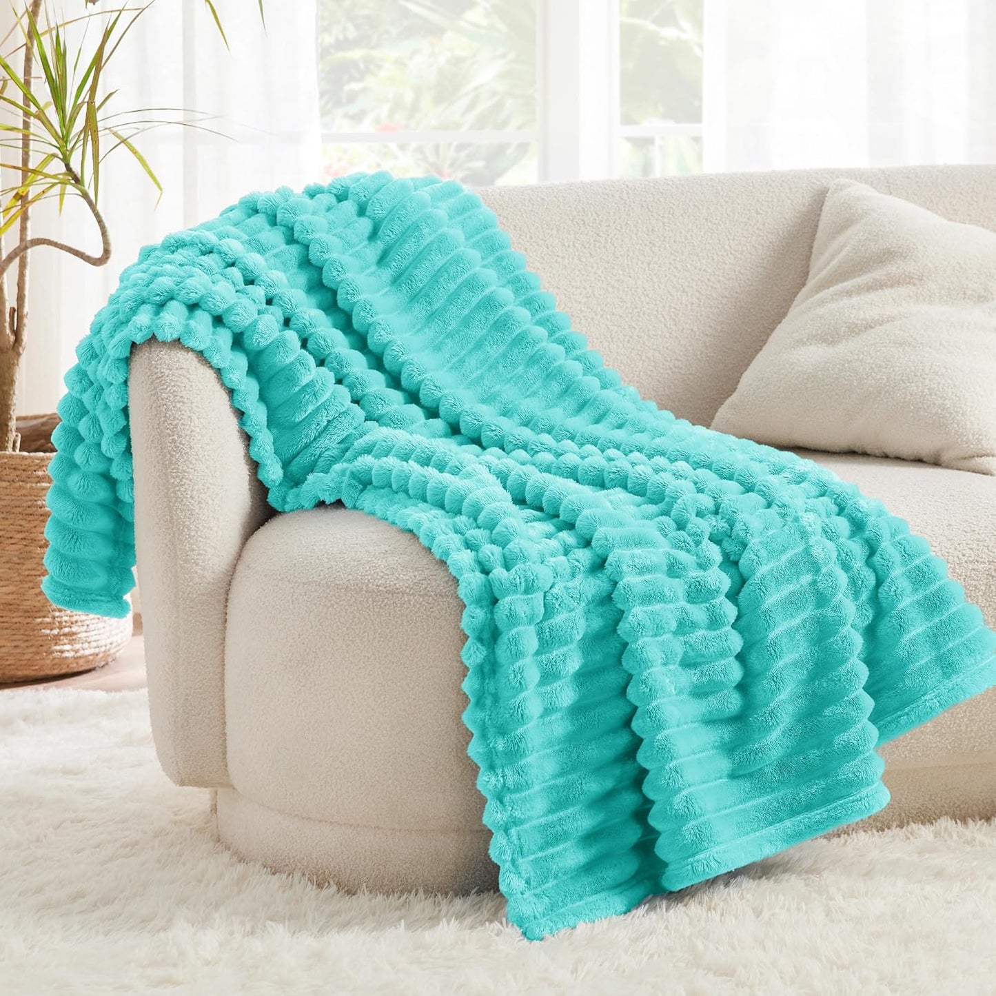 Bedsure GentleSoft Fleece Blanket - Cozy Blue Fog Throw for Couch, Perfect 50x60 Inches Size