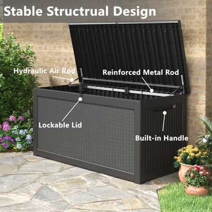 Bifanuo Outdoor Storage Box, 260 Gallon Deck Boxes Waterproof, Resin Storage Cabinet Multi Functional Storage Bench For Gardening Tools, Pool Supplies, Patio Furniture, Lockable