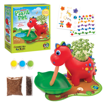 Creativity for Kids Dinosaur Self Watering Plant Pet, Kids DIY Kit, Dinosaur Crafts for Boys, Easter Basket Stuffers (Ages 6+)