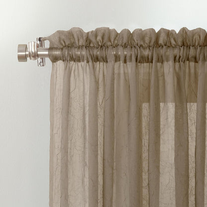 No. 918 Erica Crushed Sheer Voile Curtain Panel, 51" x 63", Taupe