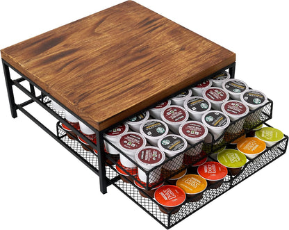 NHZ Coffee Pod Drawer Holder for K Cup, 2-Tier Organizer, No Assembly Required, K Cup Holder with 72 Capacity