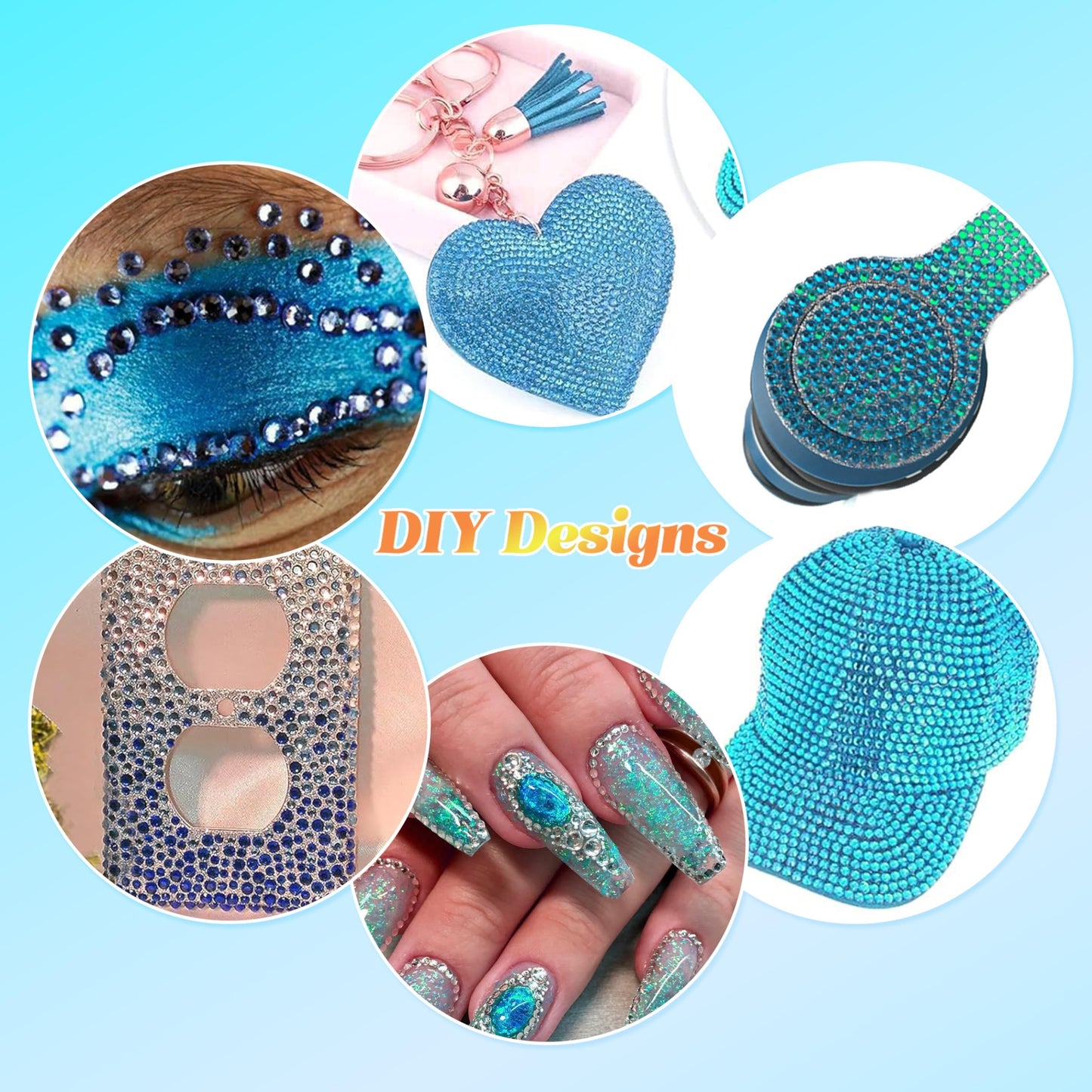 22000 Pcs Blue Flatback Pearls and Rhinestones Bedazzling Kit, Resin Rhinestones Gems for Crafting, Mixed Size Half Pearls Gems for Nails Face Eyes Makeup Bottles Shoes DIY Crafts