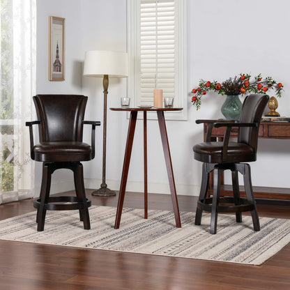 Jennifer Taylor Home Williams 27” Swivel Counter Height Bar Stool, Vintage Brown Faux Leather
